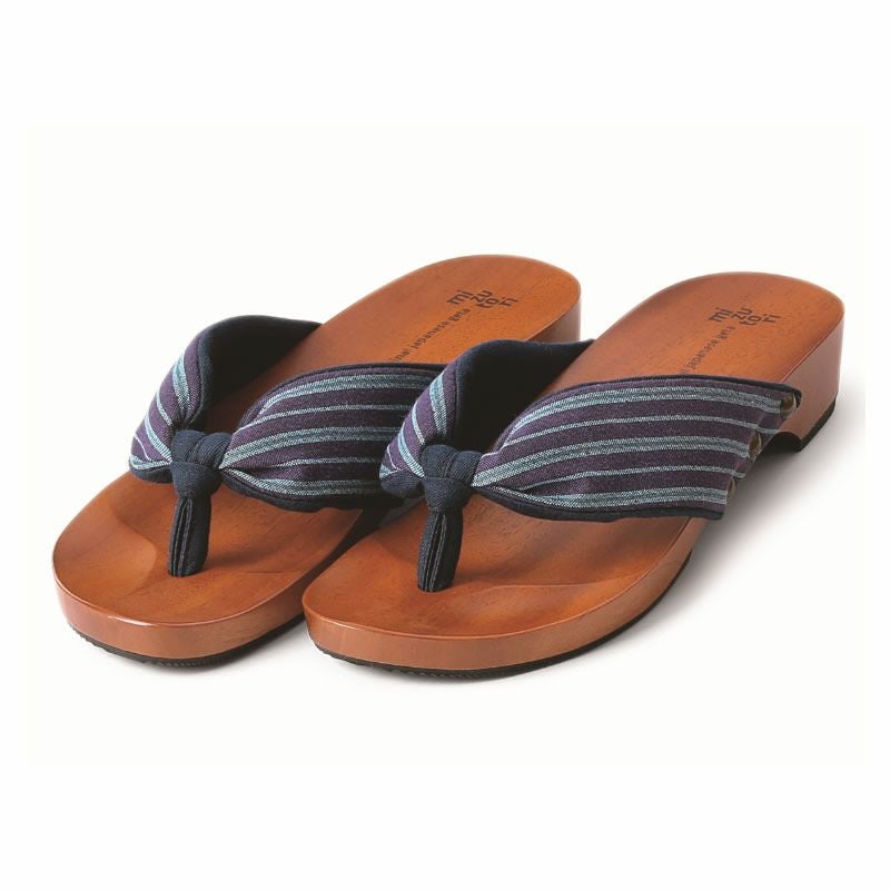 みずとりの下駄 げた物語スタンダード T-2 紺つむぎ/紺・紺