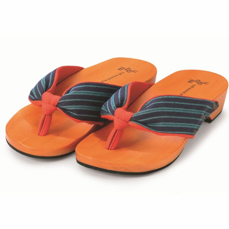 みずとりの下駄 げた物語 スタンダード NT-16 紺つむぎ/赤・赤