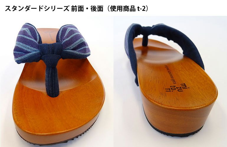 みずとりの下駄 げた物語 スタンダード NT-16 紺つむぎ/赤・赤