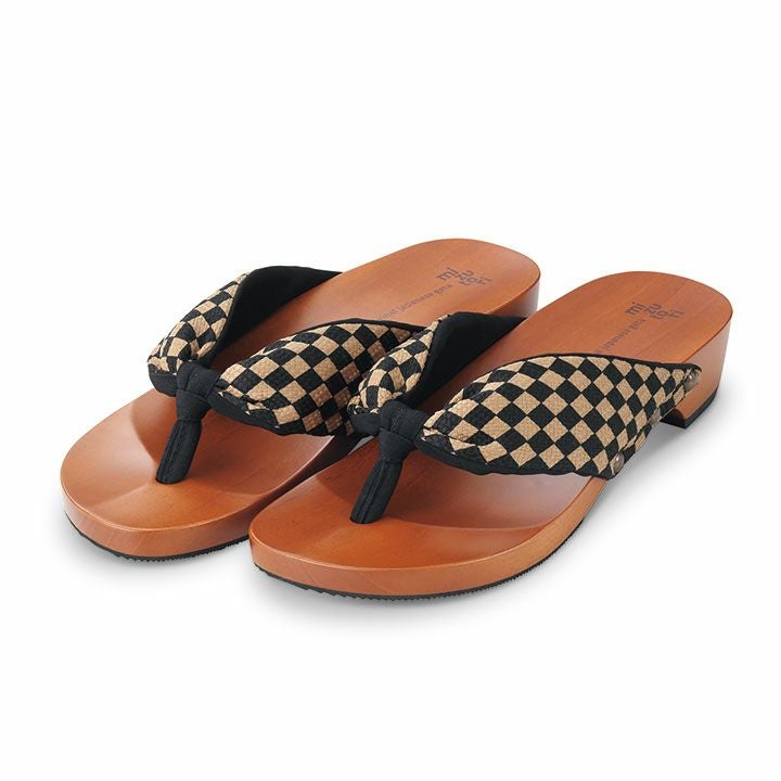 みずとりの下駄 げた物語 スタンダード NT-22 市松ダイヤ/黒・黒