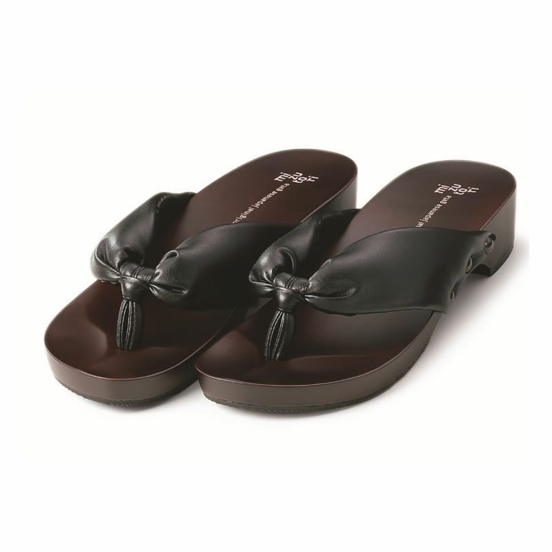 みずとりの下駄 げた物語 MAI-04 シフォンカーフ黒/シフォンカーフ黒