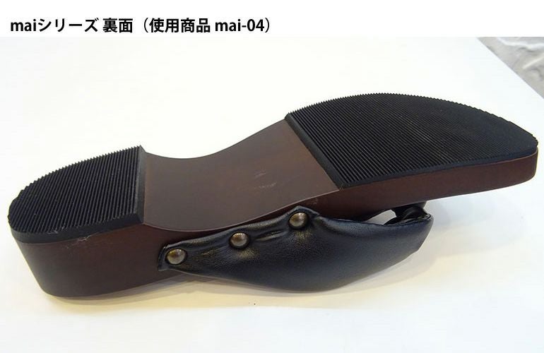 みずとりの下駄 げた物語 MAI-04 シフォンカーフ黒/シフォンカーフ黒