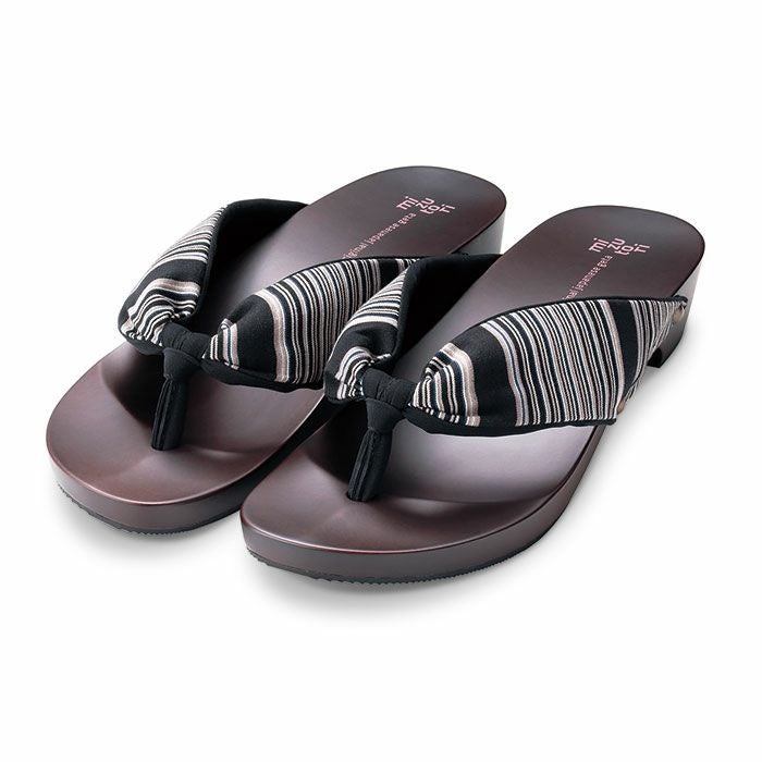 みずとりの下駄 げた物語 MAI-13 宵の水/黒・黒 （小倉 縞縞）